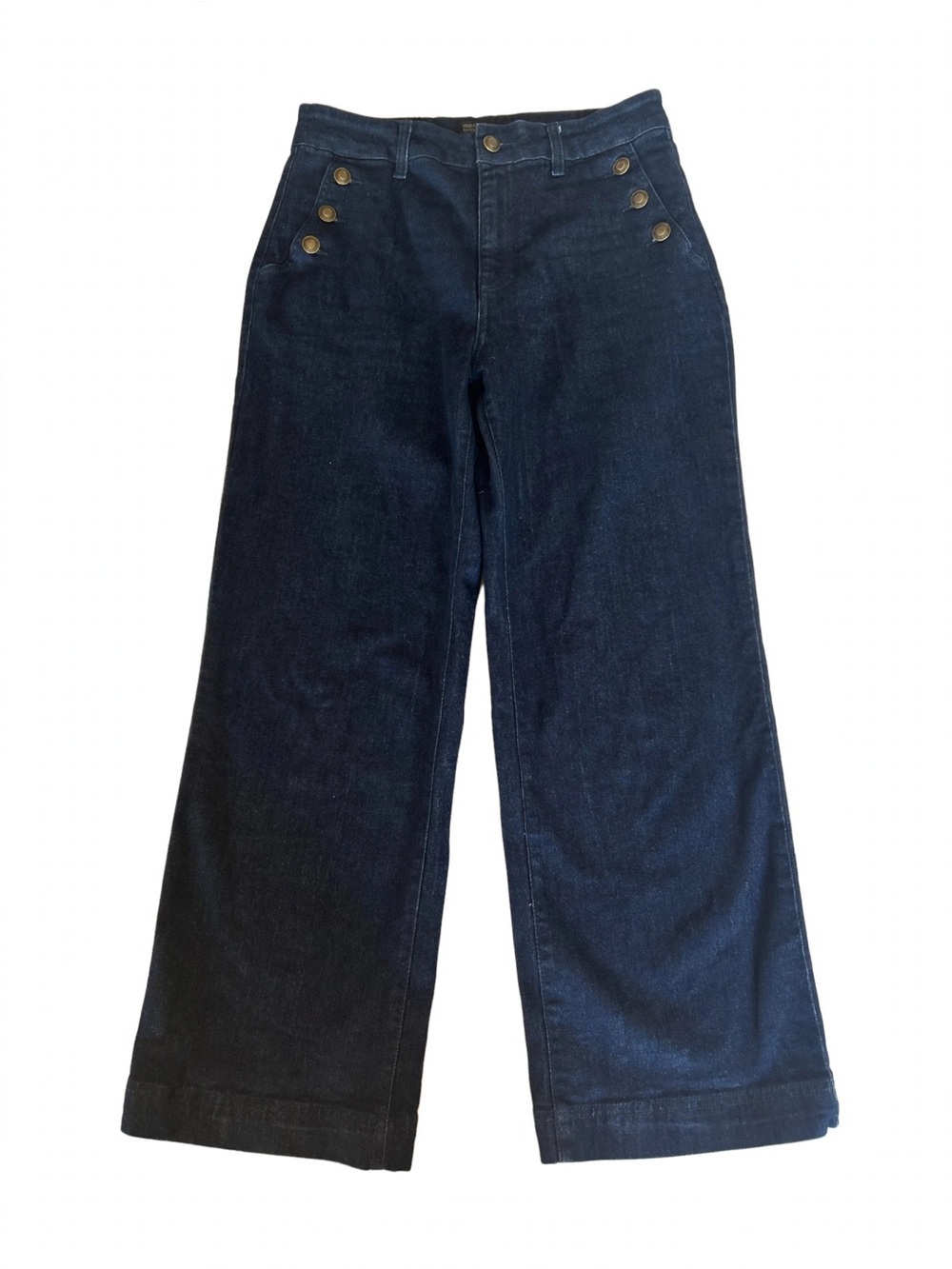 Rachel Zoe Dark Wash Wide Leg Sailor Jeans US 6 - Gold Button Y2K High Waisted